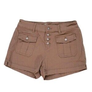 NoBo Shorts Womens 9 Brown  Chino Beach Resort Bermuda Button Fly Shorts